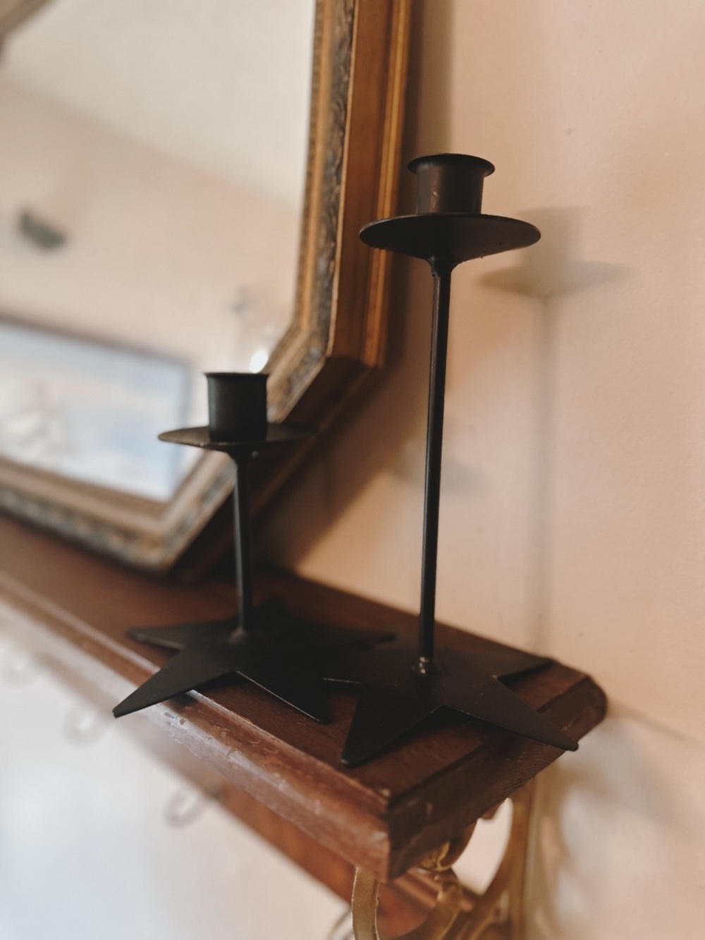 Black Star Base Metal Candle Holders